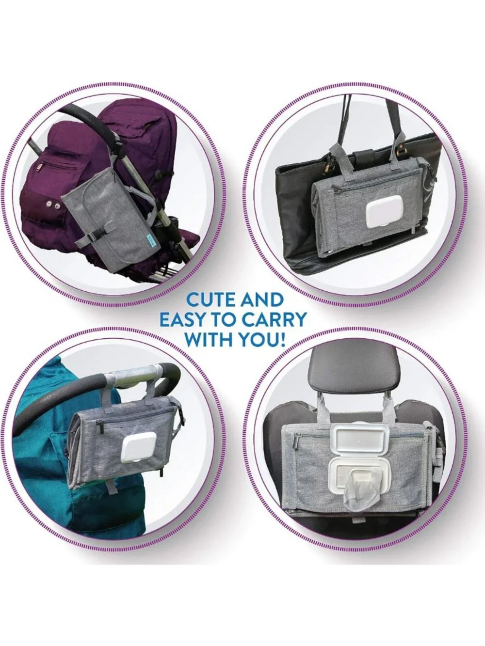 Portable Baby Diaper Changing Pad with Wipes Pocket - Classic Grey Travel